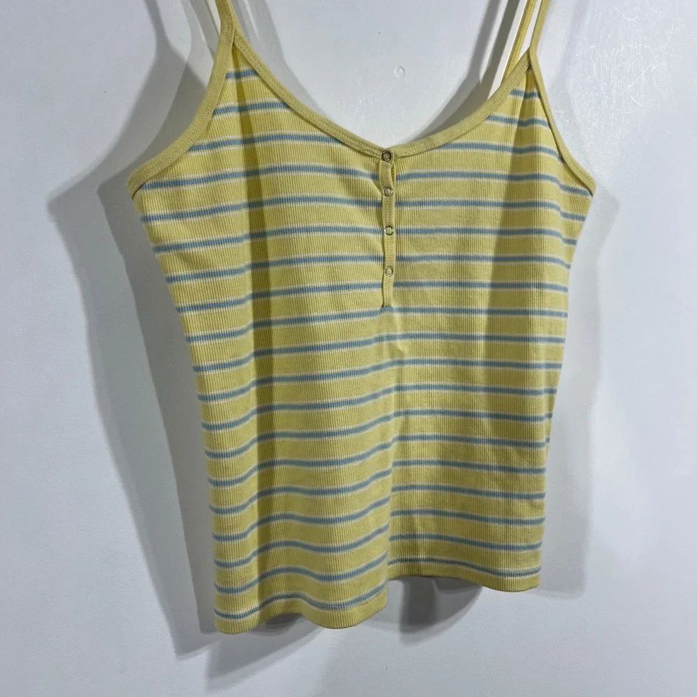 Levis 90s Fisherman‎ Streetwear Striped Ribbed Henley Tank Top Womens Large VTG